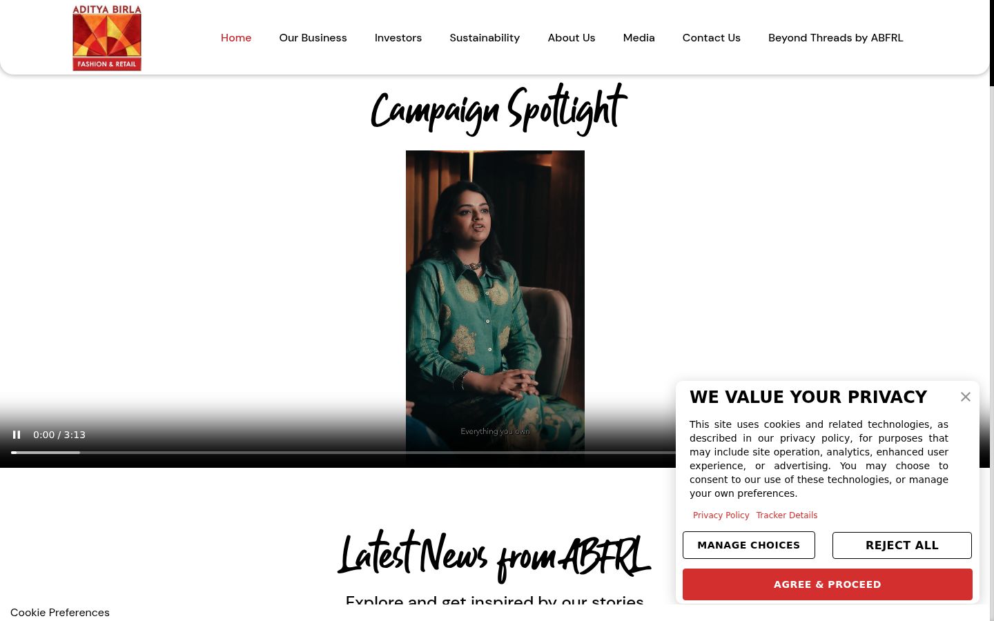 Screenshot of the consent banner shown before any interaction