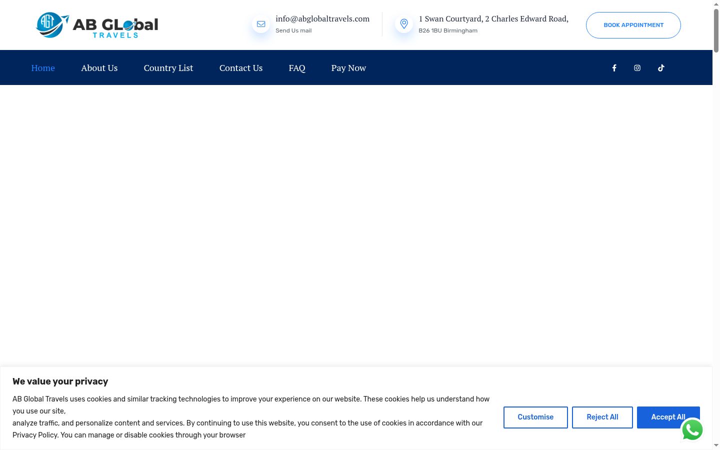 Screenshot of the consent banner shown before any interaction