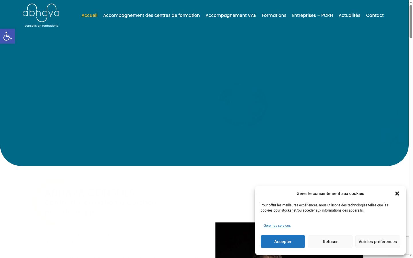 Screenshot del banner di consenso mostrato prima di qualsiasi interazione