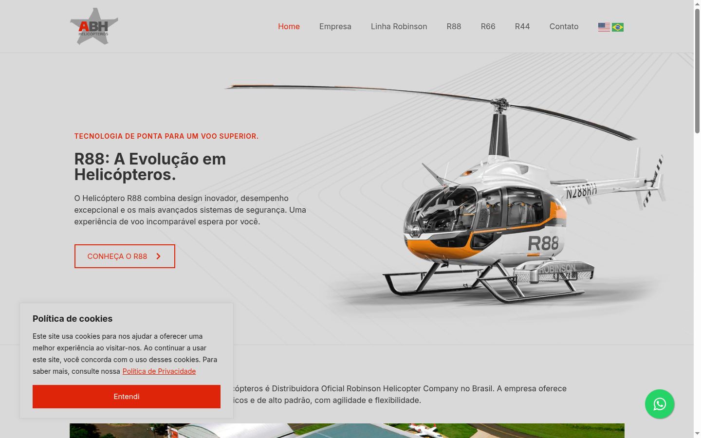 Captura de ecrã do banner de consentimento apresentado antes de qualquer interação