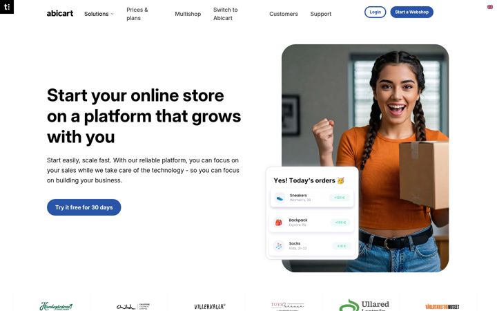 Screenshot of abicart.se