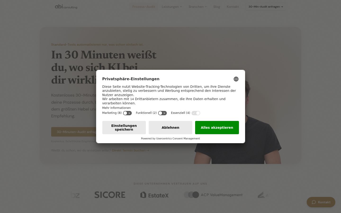 Screenshot of the consent banner shown before any interaction