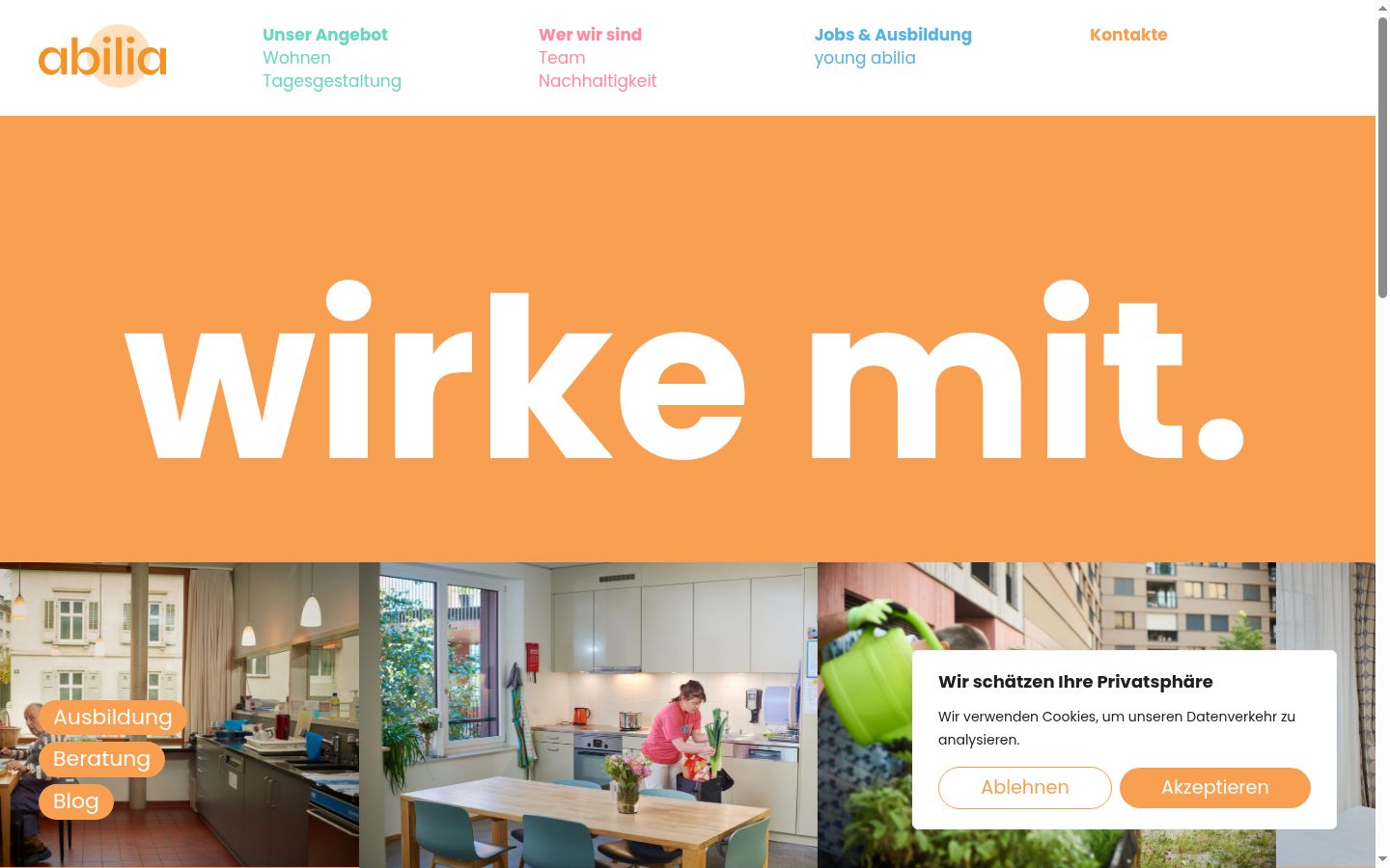 Screenshot des Einwilligungsbanners vor jeglicher Interaktion
