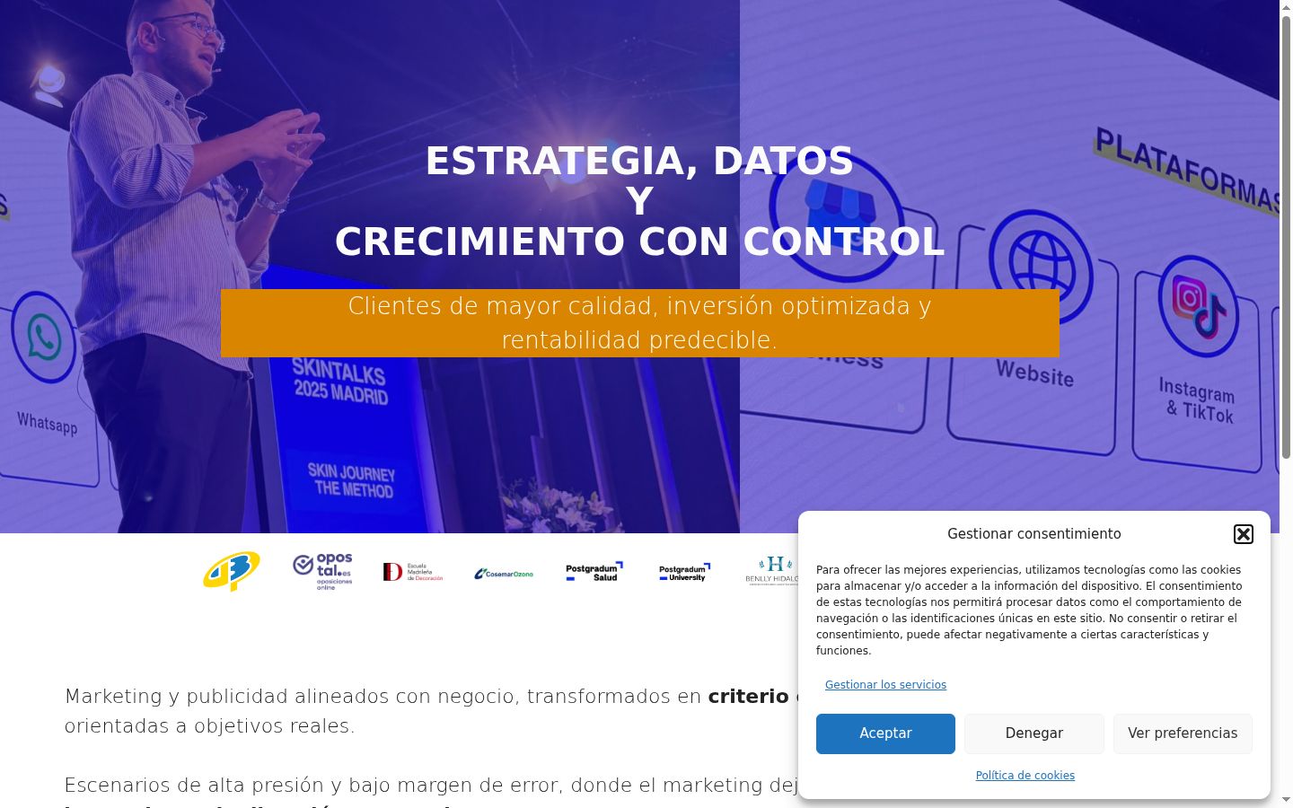 Screenshot of the consent banner shown before any interaction