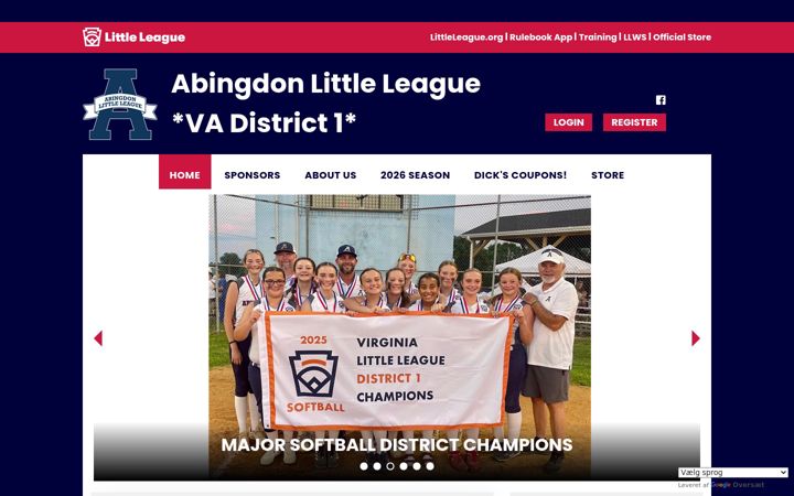 Екранна снимка на abingdonlittleleague.org