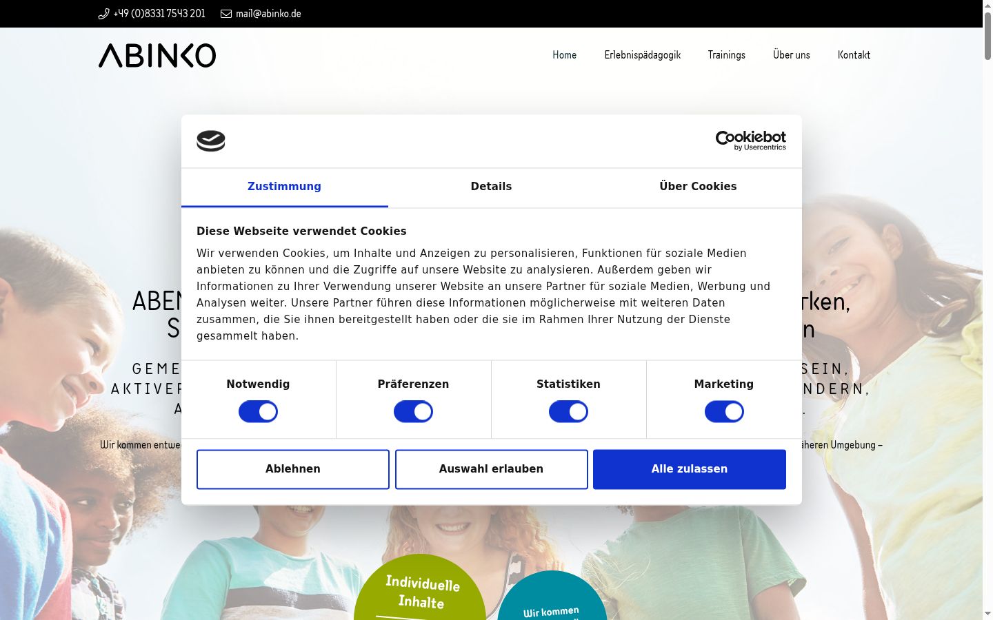 Snimka zaslona bannera za privolu prikazanog prije bilo kakve interakcije