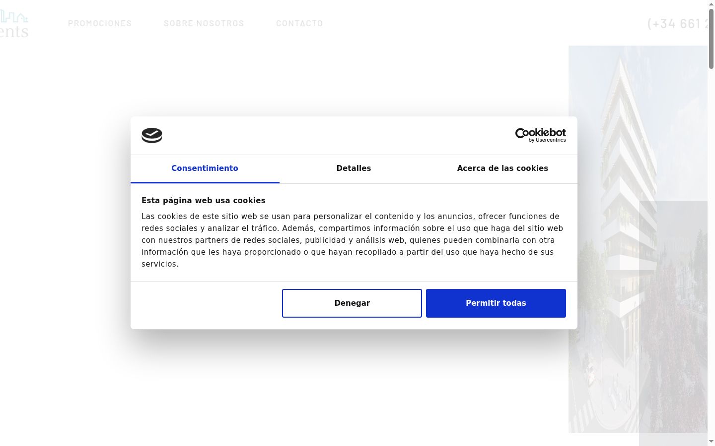 Screenshot of the consent banner shown before any interaction
