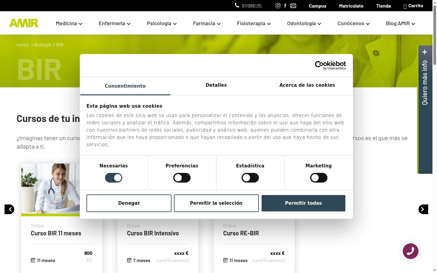 Screenshot of the consent banner shown before any interaction