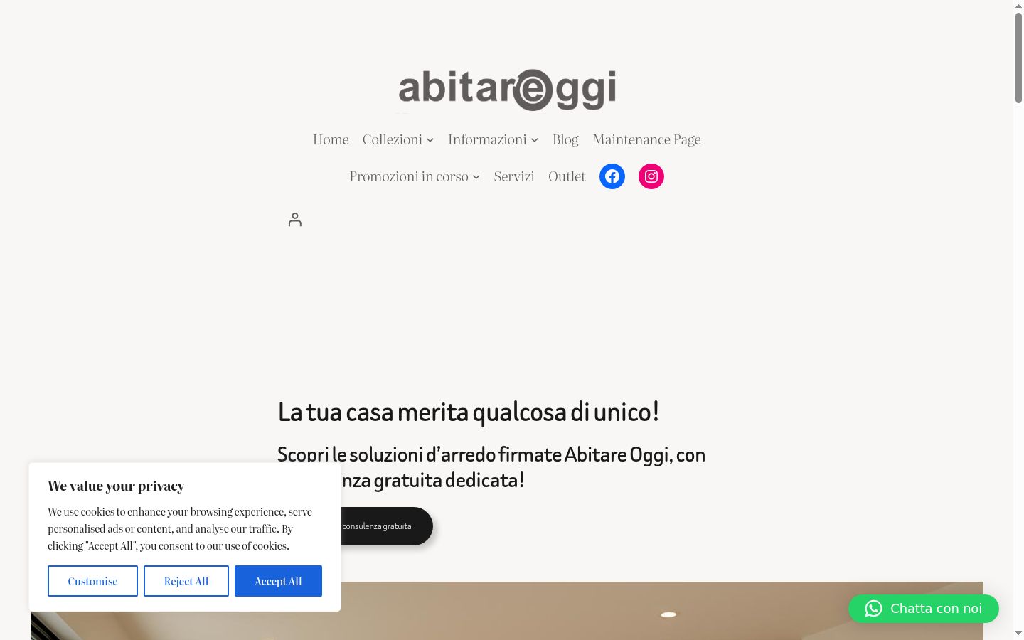 Screenshot del banner di consenso mostrato prima di qualsiasi interazione