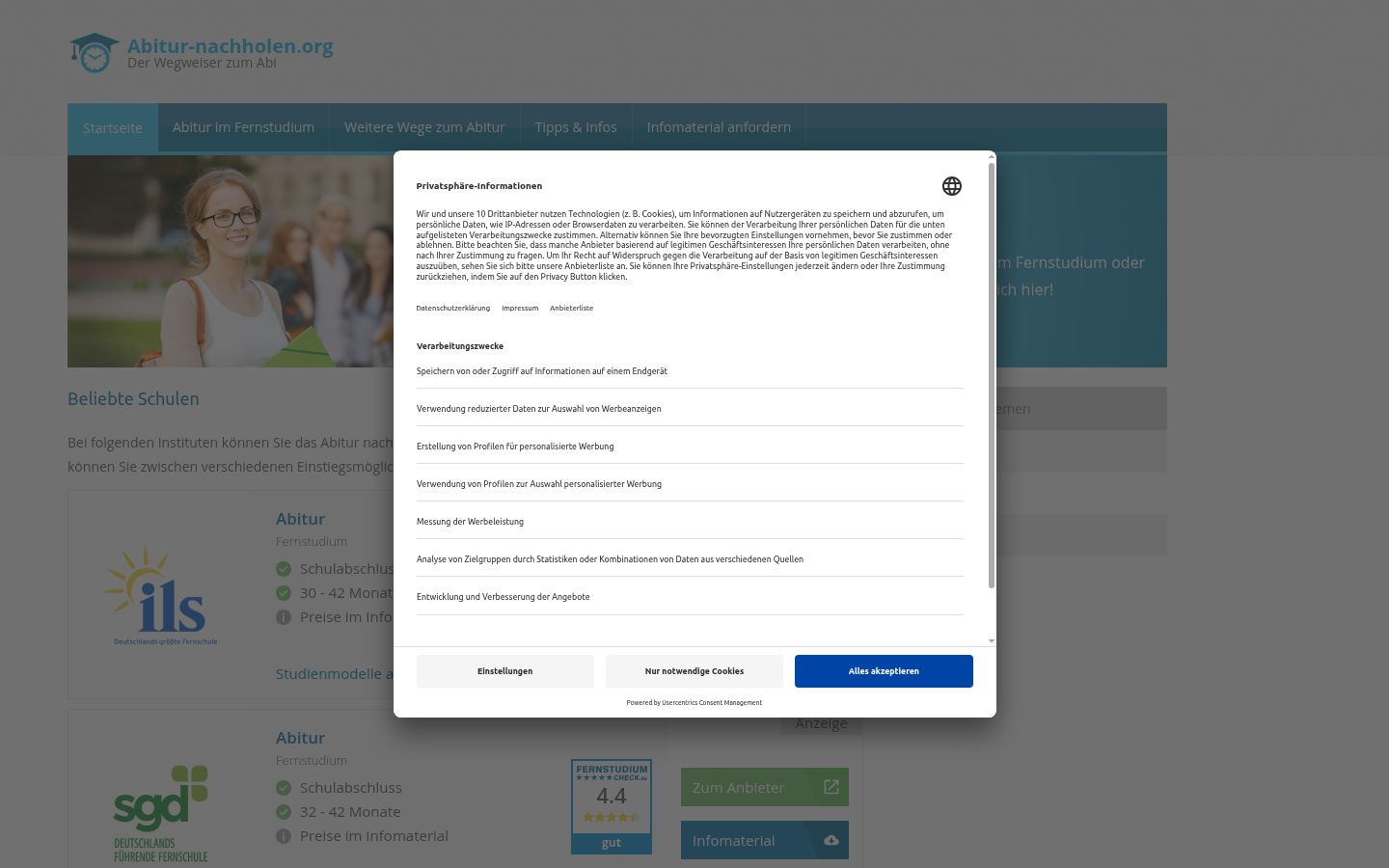 Screenshot of the consent banner shown before any interaction