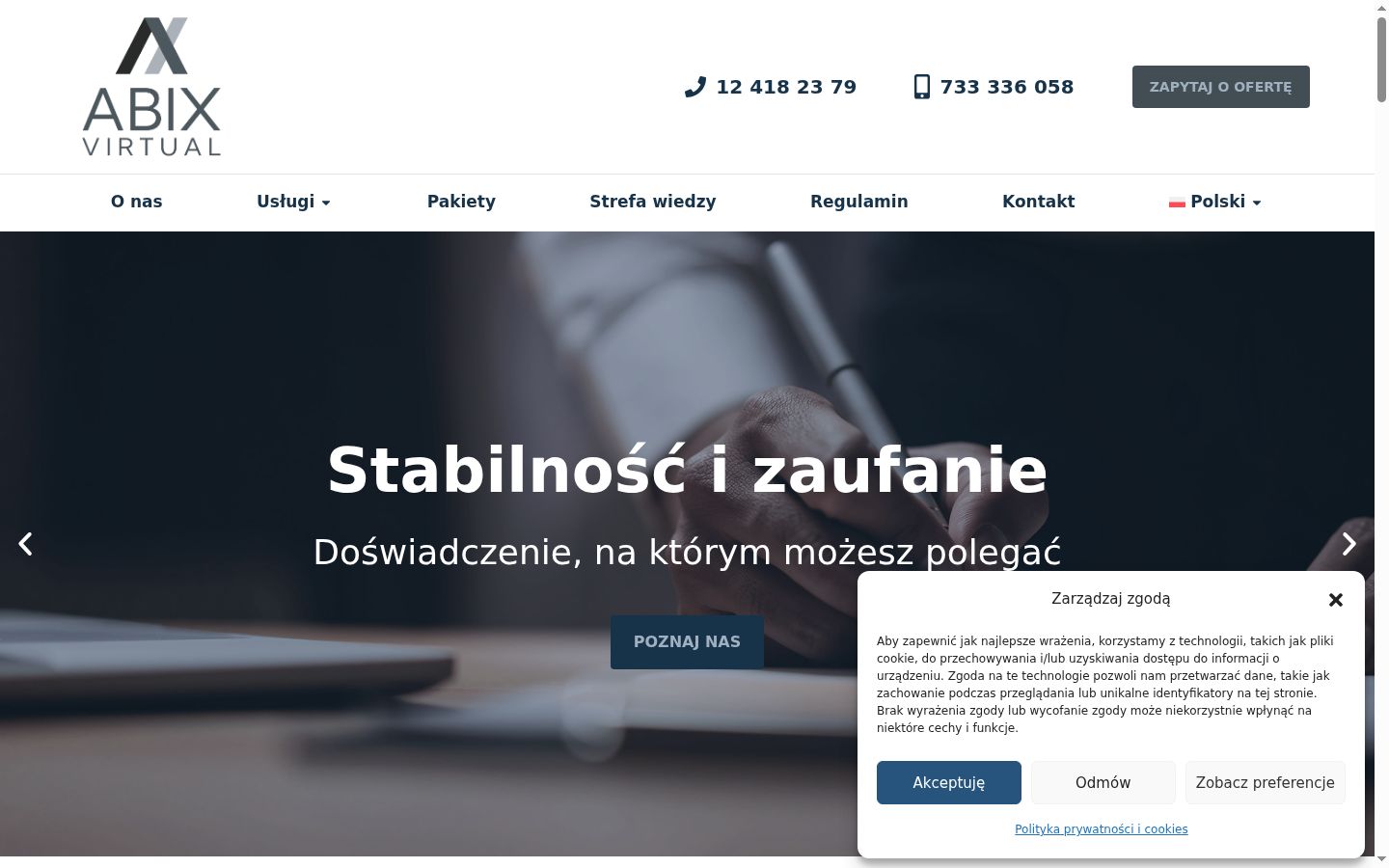 Screenshot of the consent banner shown before any interaction