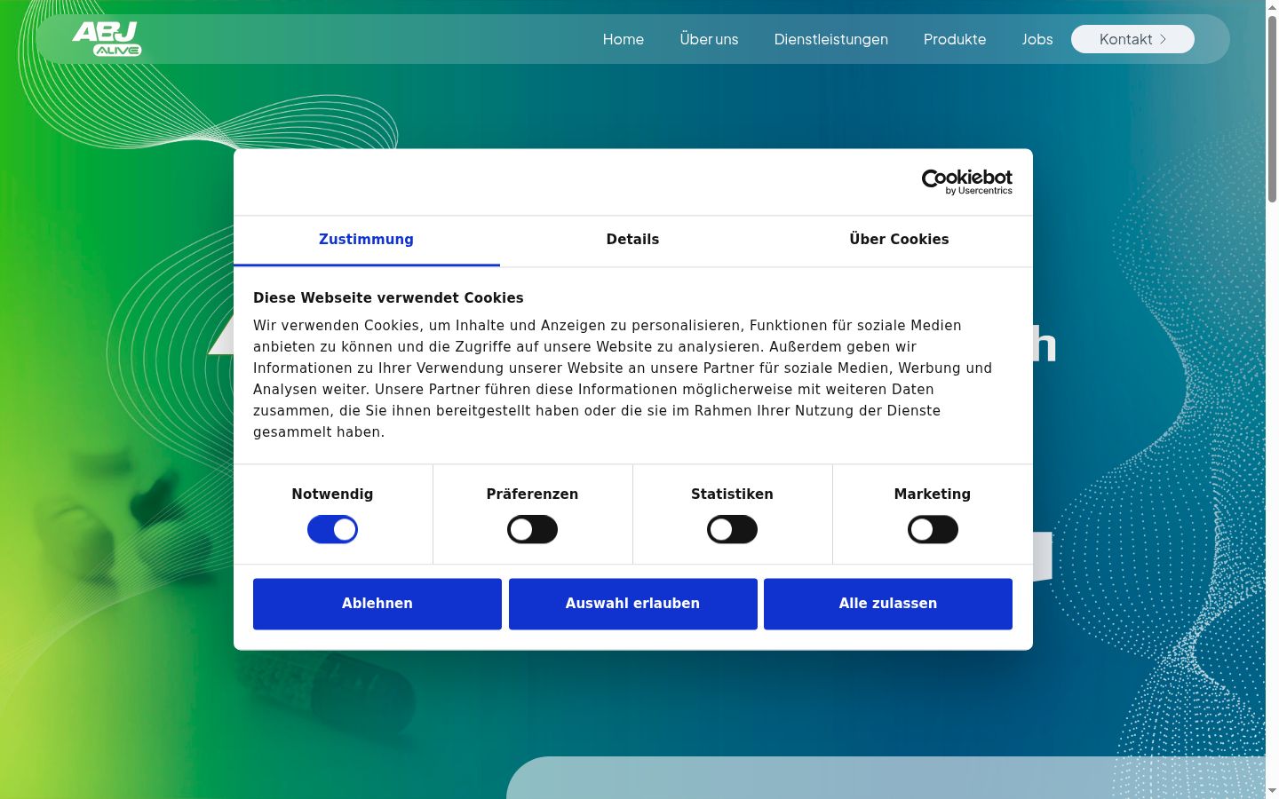 Capture d'écran de la bannière de consentement affichée avant toute interaction