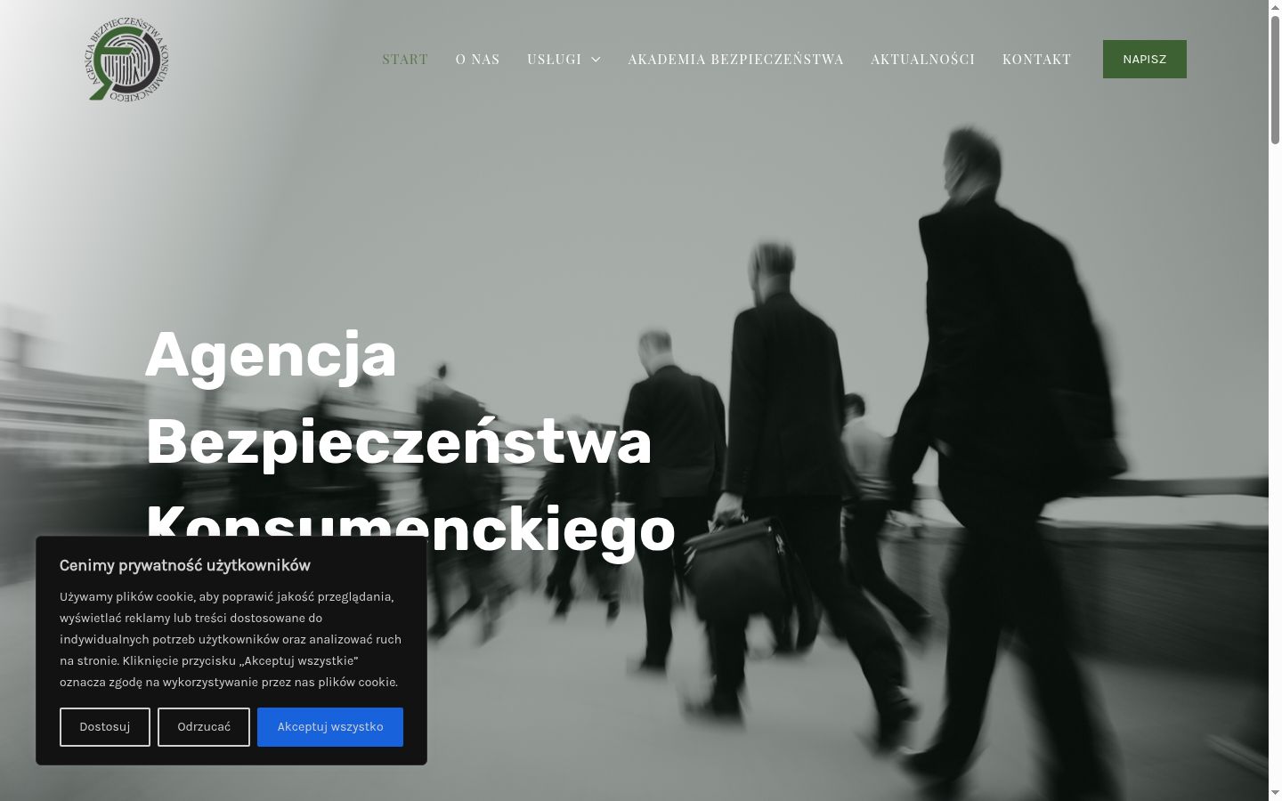 Zrzut ekranu banera zgody wyświetlanego przed jakąkolwiek interakcją