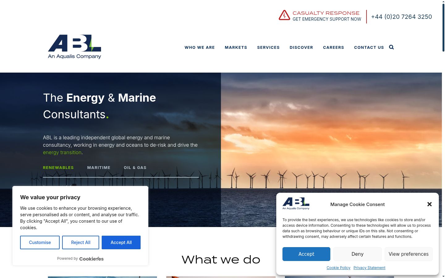Screenshot of the consent banner shown before any interaction