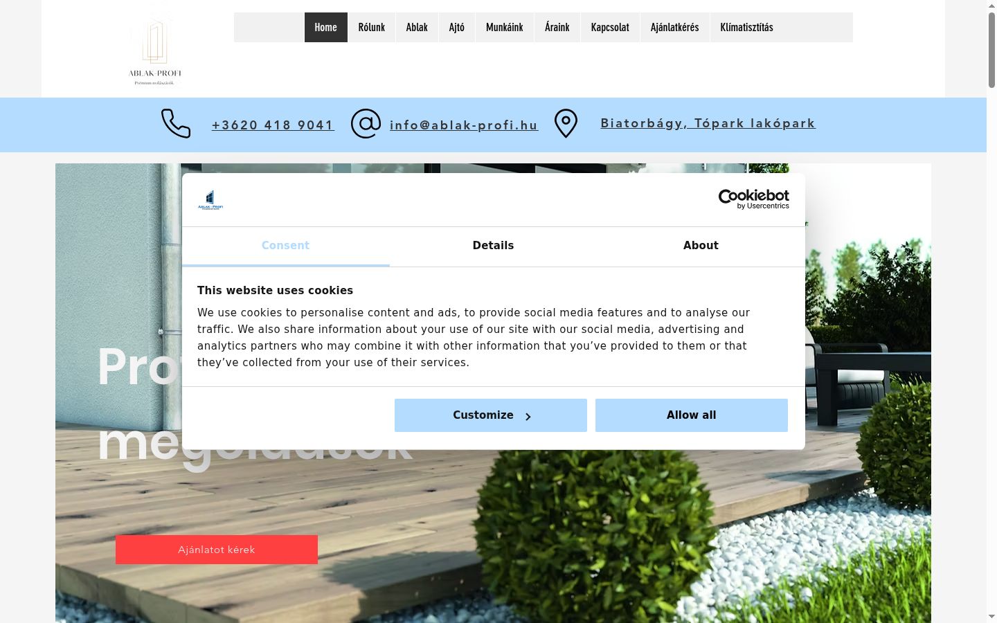 Screenshot of the consent banner shown before any interaction