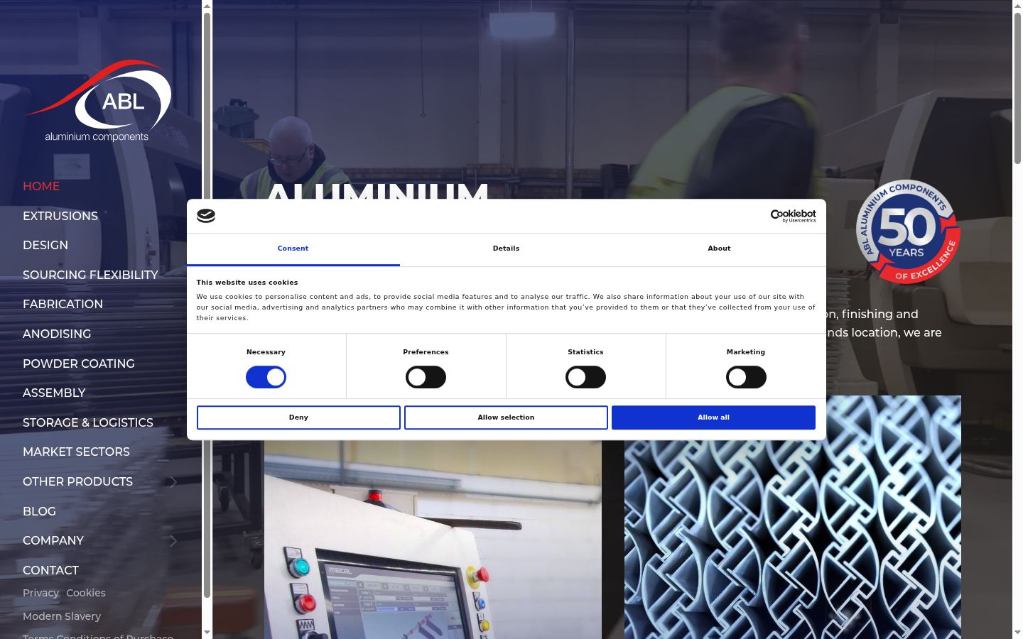 Screenshot del banner di consenso mostrato prima di qualsiasi interazione