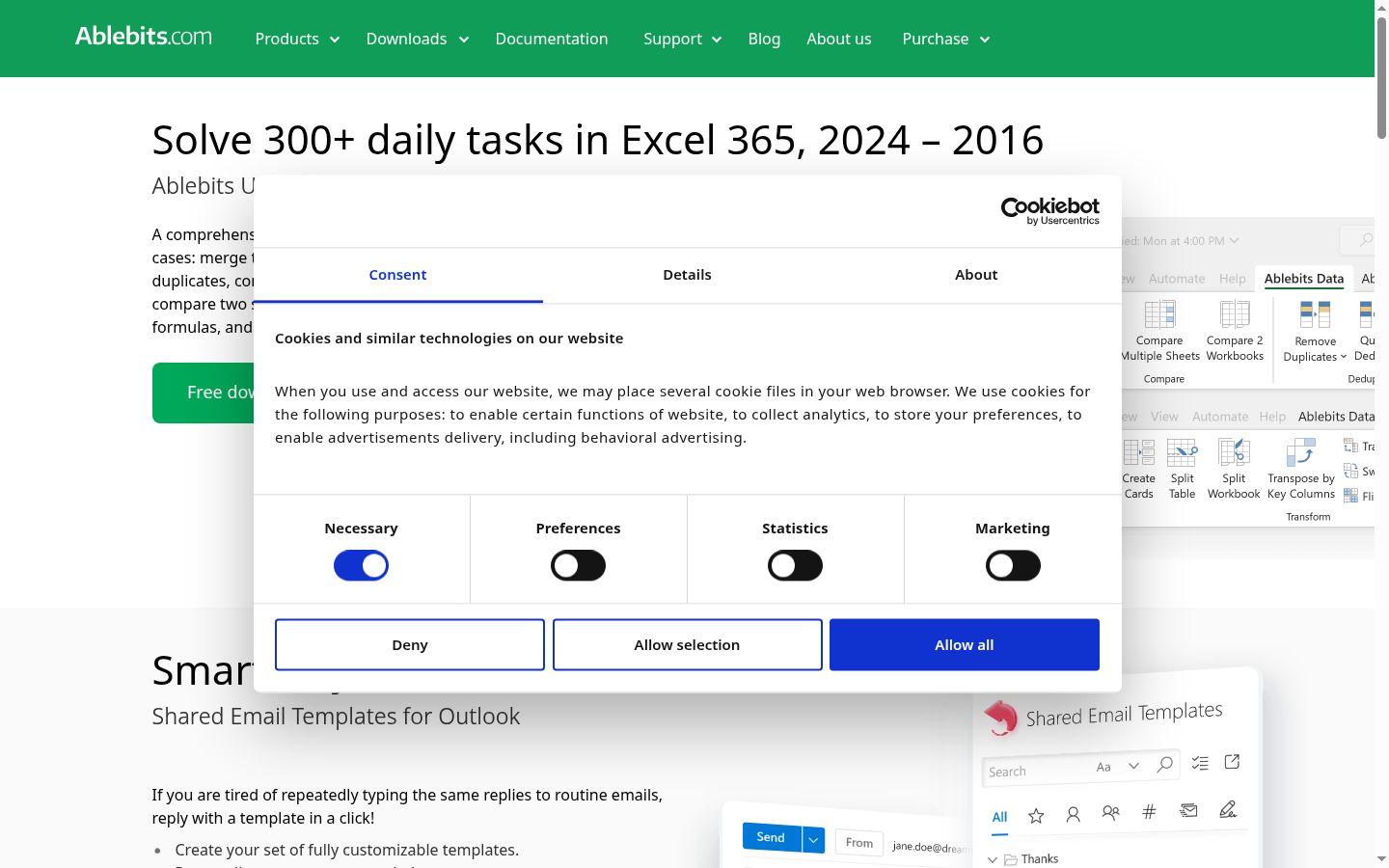 Screenshot of the consent banner shown before any interaction