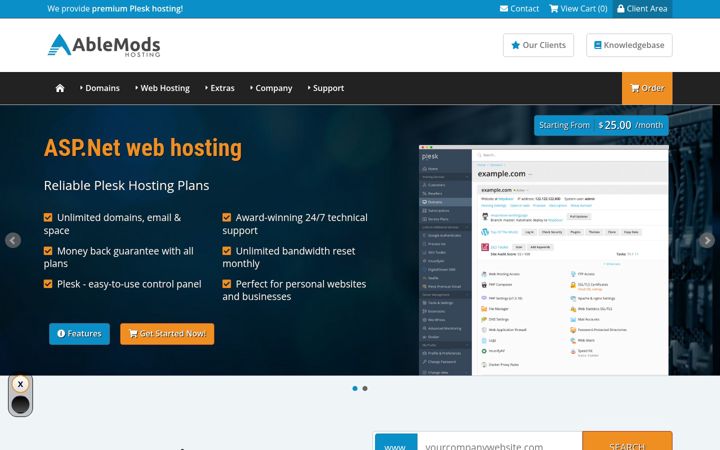 Screenshot of ablemodshosting.com