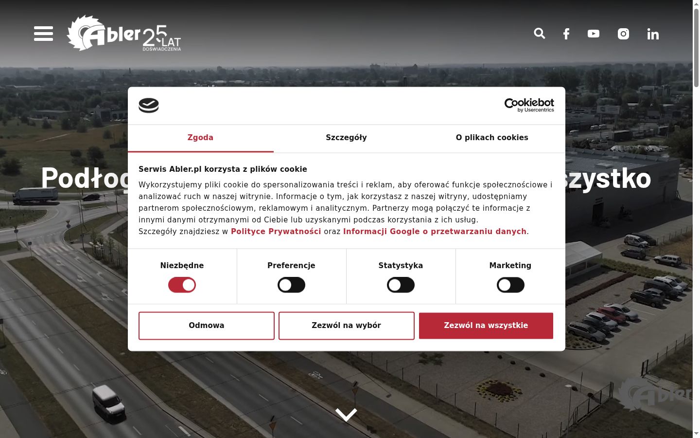 Zrzut ekranu banera zgody wyświetlanego przed jakąkolwiek interakcją