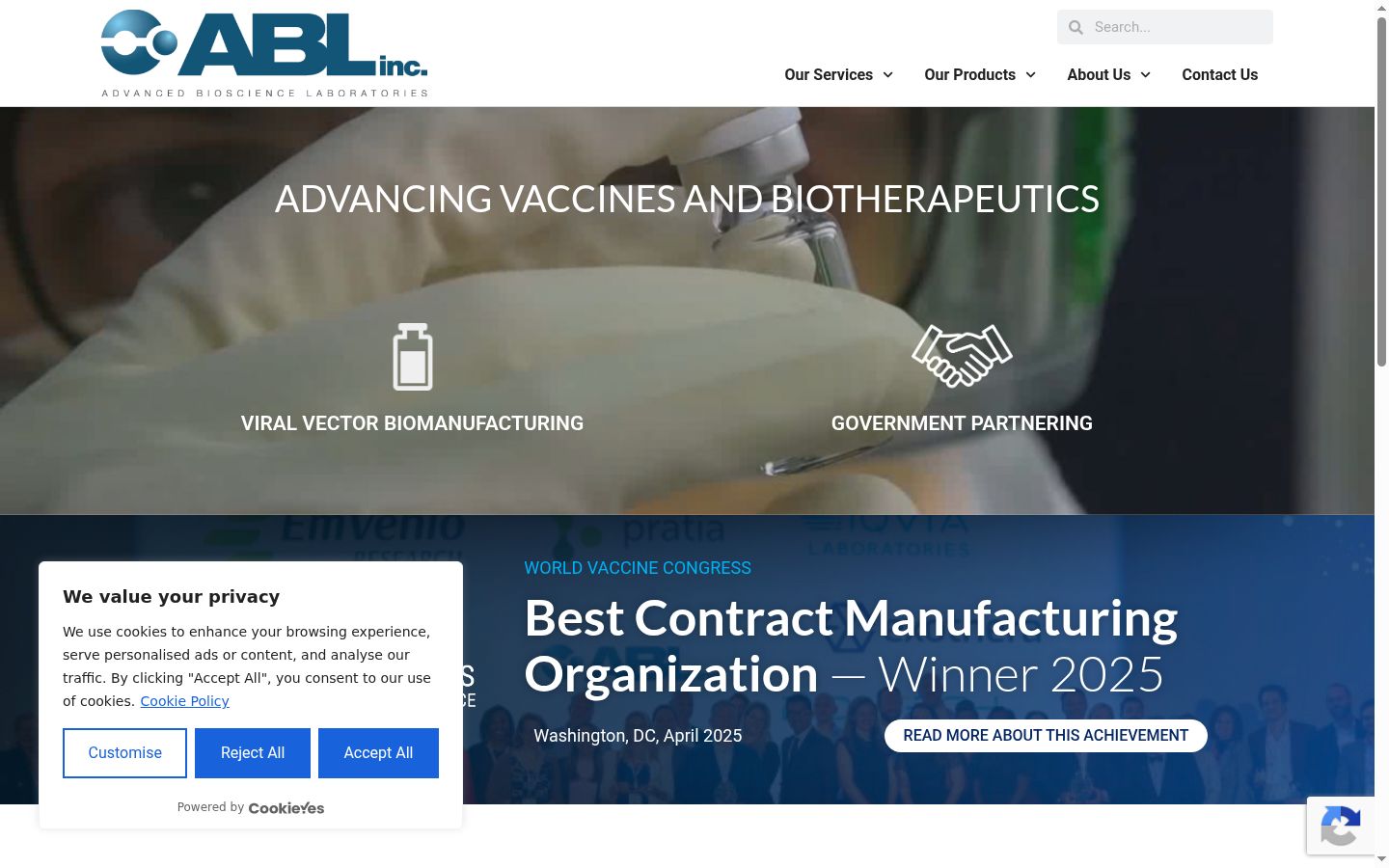Screenshot of the consent banner shown before any interaction
