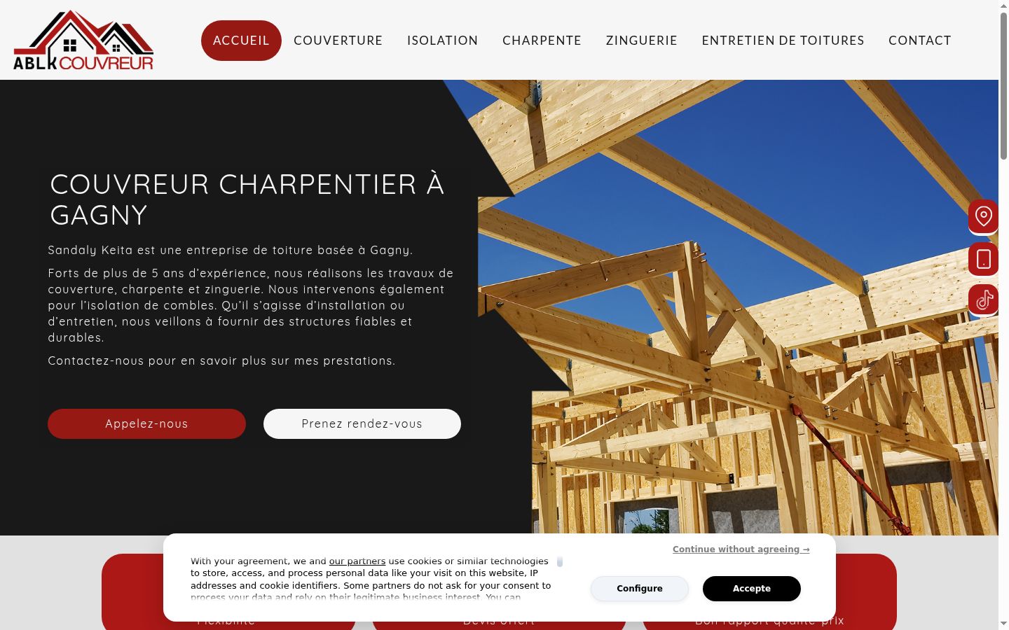 Capture d'écran de la bannière de consentement affichée avant toute interaction