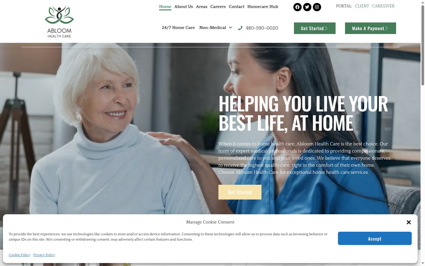 Screenshot of the consent banner shown before any interaction