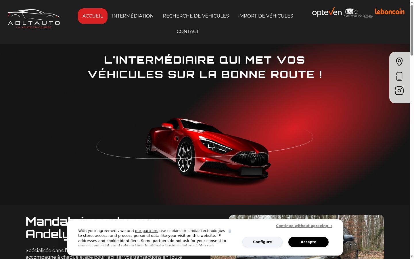 Screenshot del banner di consenso mostrato prima di qualsiasi interazione