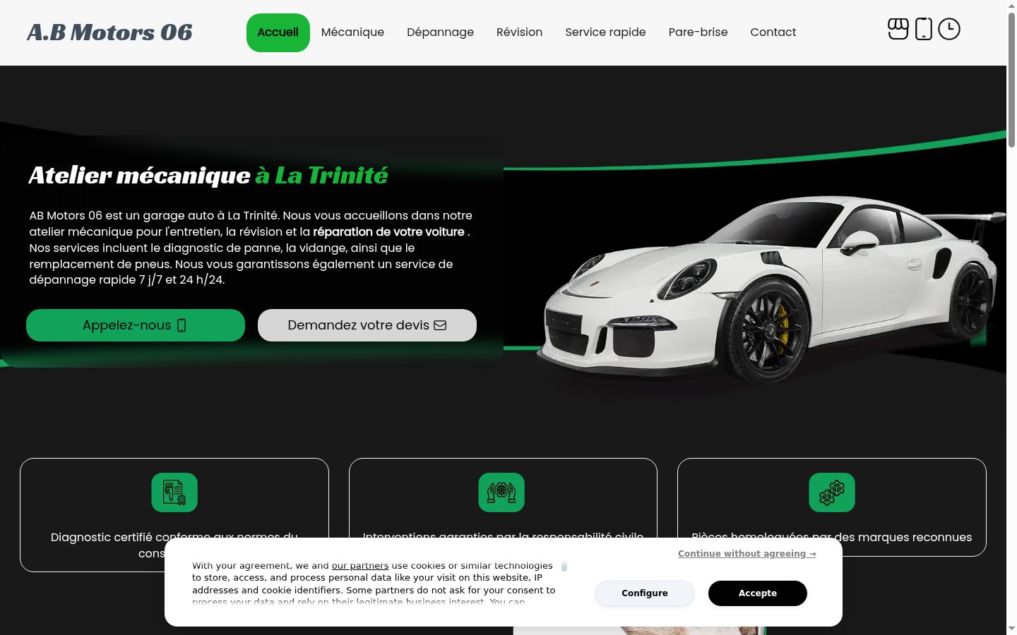 Screenshot of the consent banner shown before any interaction