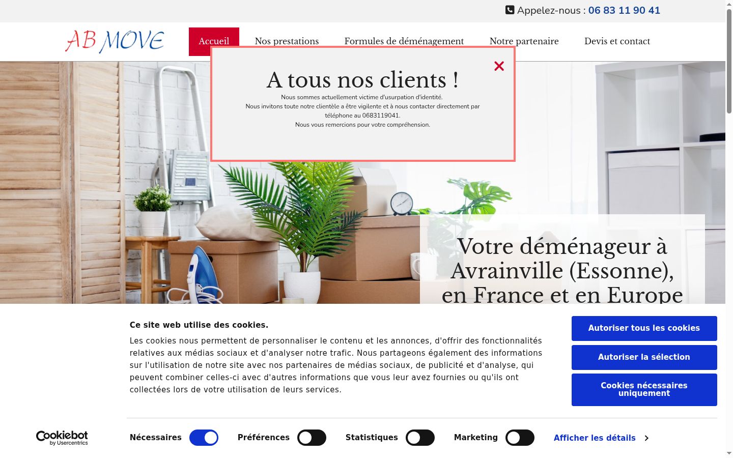 Screenshot del banner di consenso mostrato prima di qualsiasi interazione