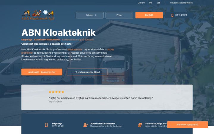 Skjermbilde av abn-kloakteknik.dk