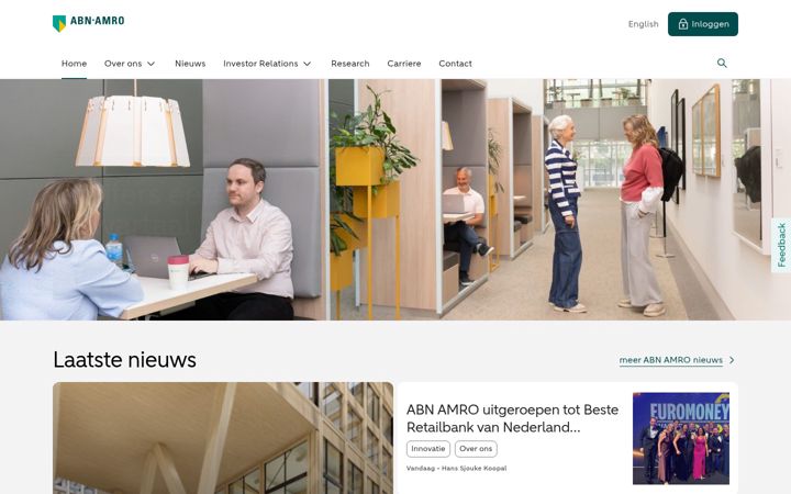 Snímek obrazovky abnamro.com
