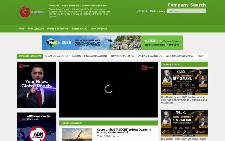 Screenshot of abnnewswire.net