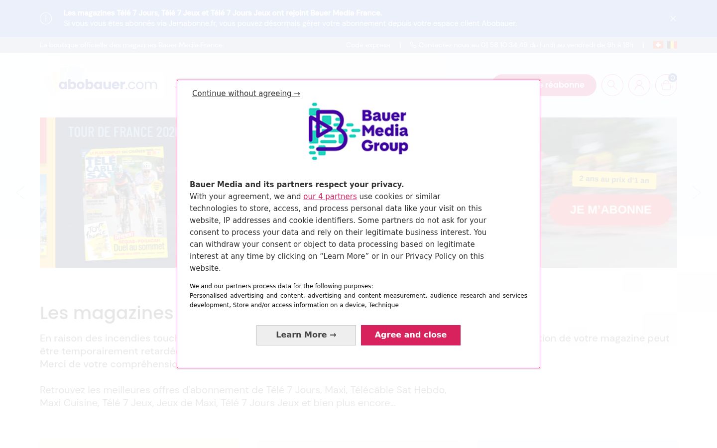 Screenshot of the consent banner shown before any interaction