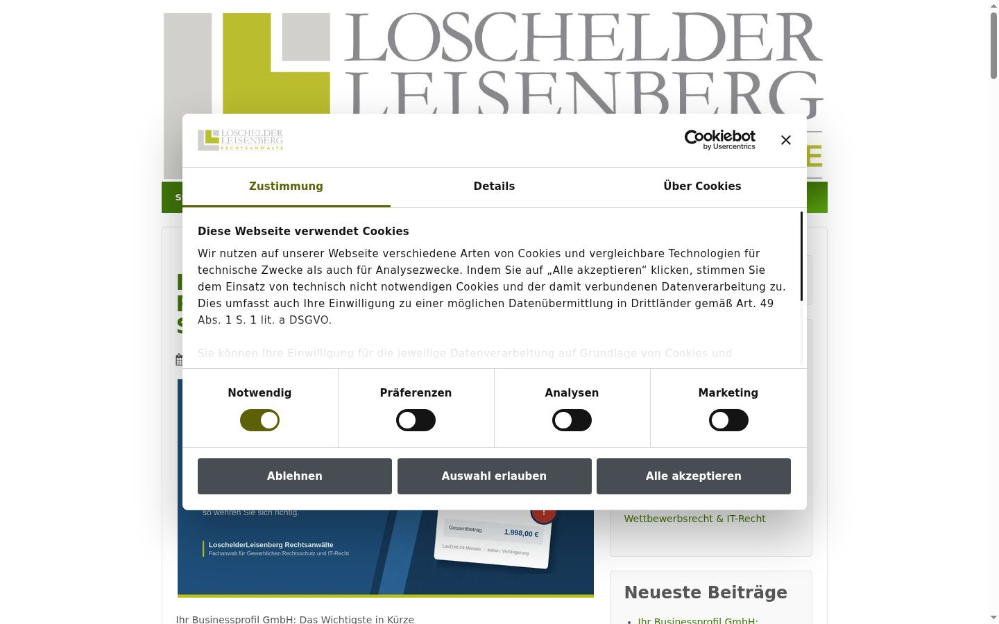 Screenshot van de toestemmingsbanner zoals getoond vóór enige interactie