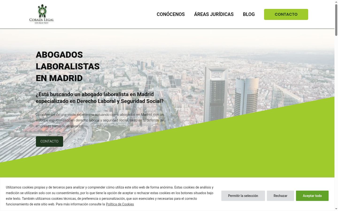 Captura de ecrã do banner de consentimento apresentado antes de qualquer interação