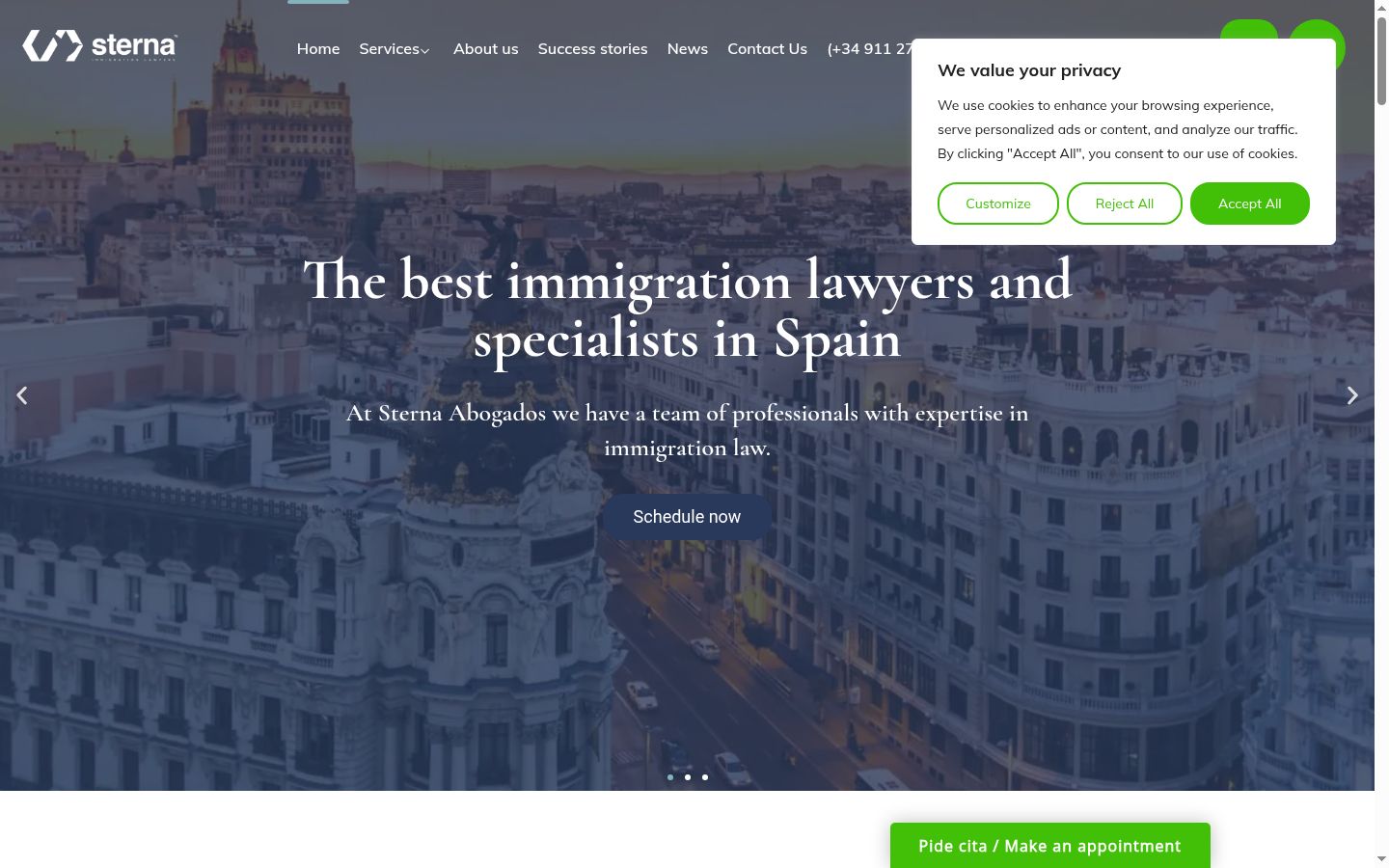 Screenshot of the consent banner shown before any interaction