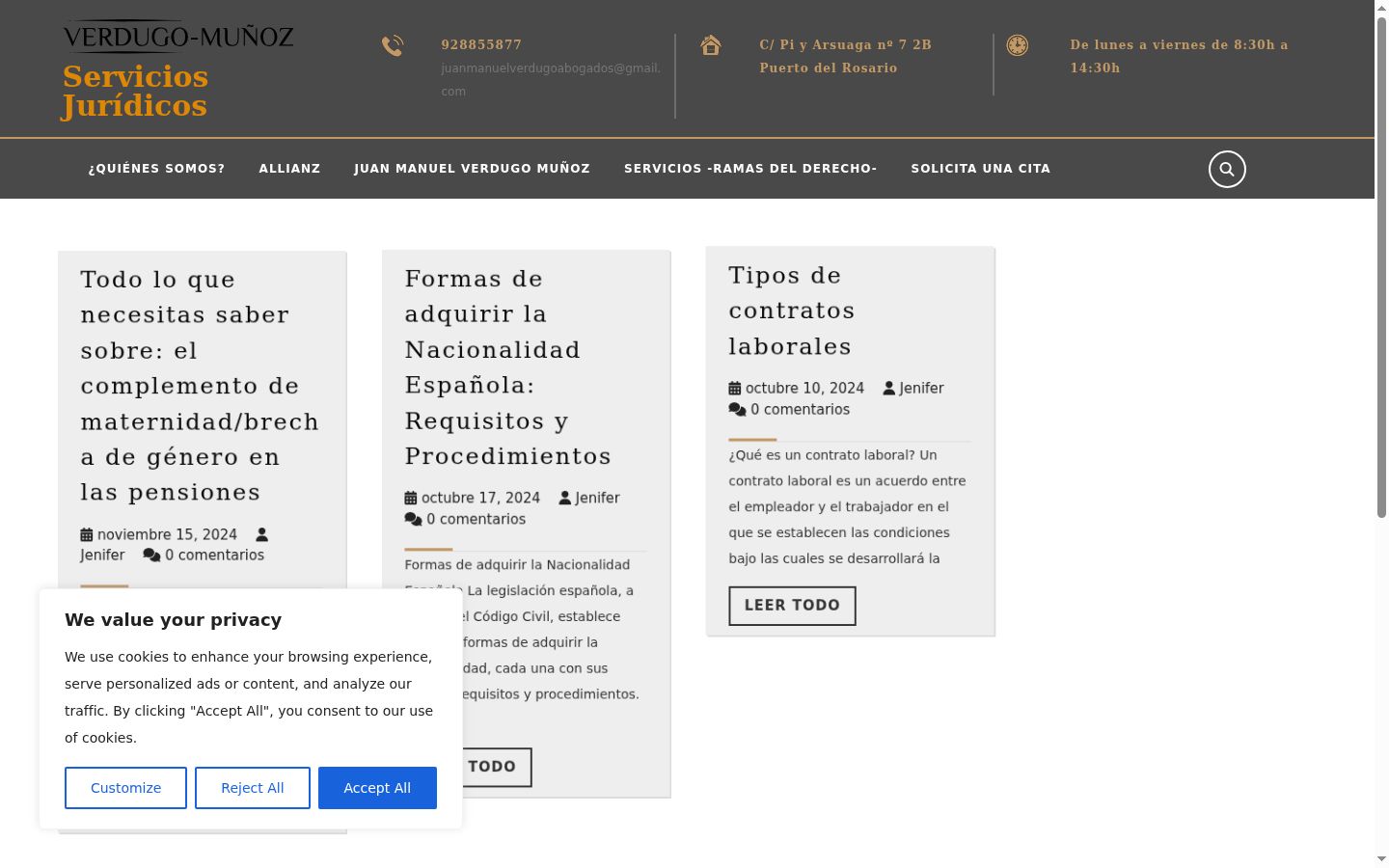 Screenshot of the consent banner shown before any interaction