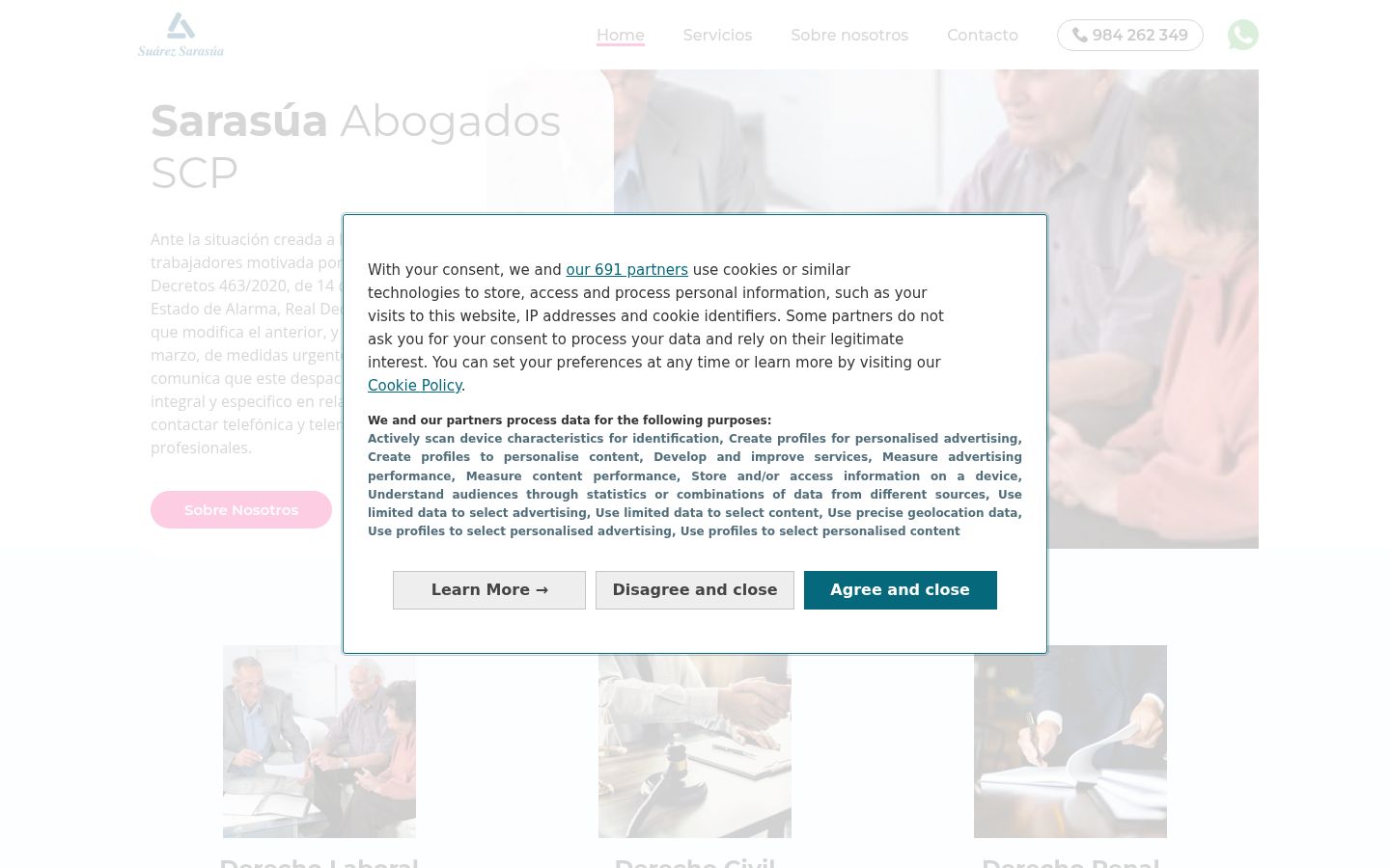 Screenshot of the consent banner shown before any interaction