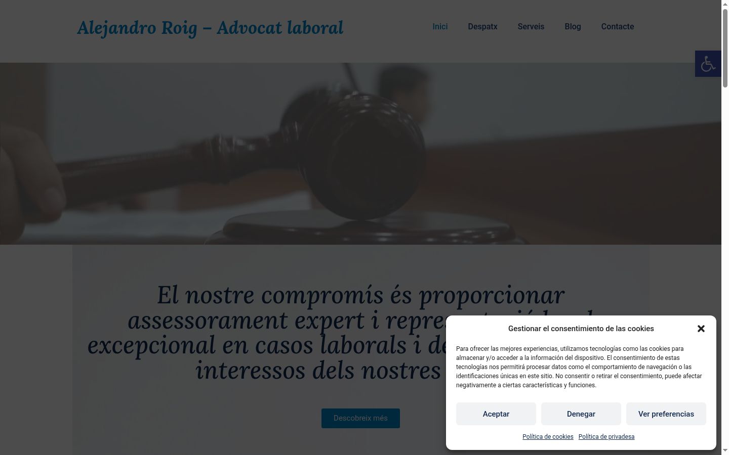 Screenshot of the consent banner shown before any interaction