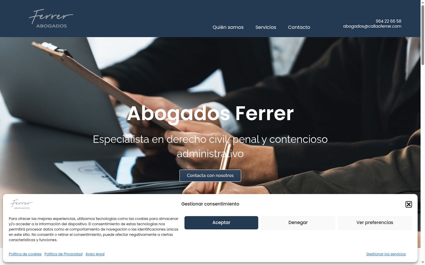 Screenshot del banner di consenso mostrato prima di qualsiasi interazione
