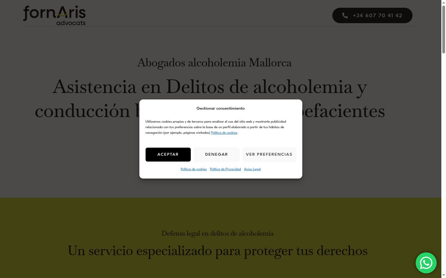 Screenshot del banner di consenso mostrato prima di qualsiasi interazione