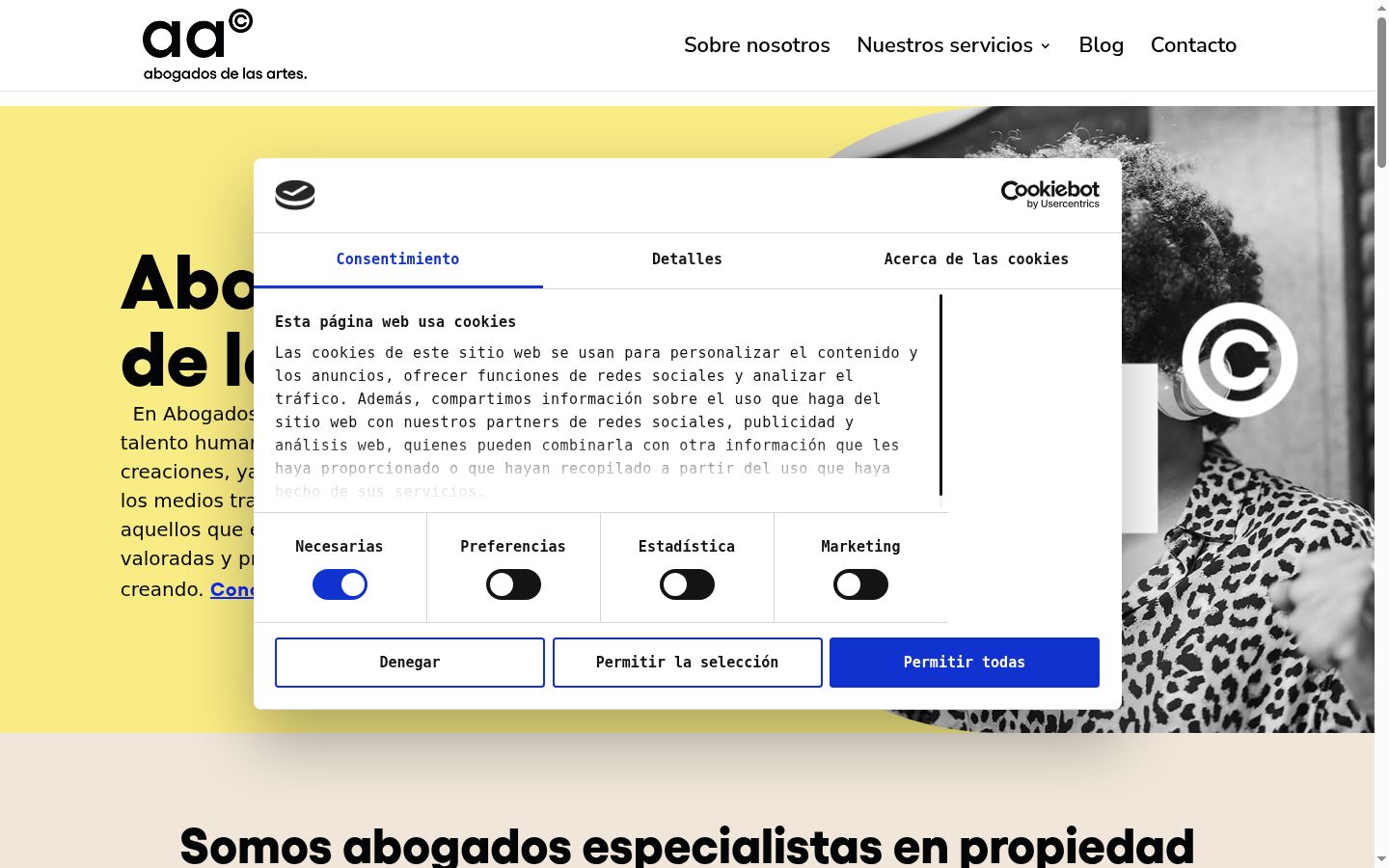 Screenshot of the consent banner shown before any interaction