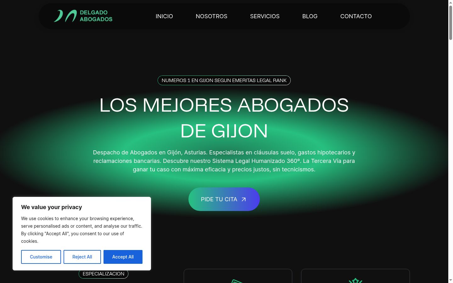 Screenshot of the consent banner shown before any interaction