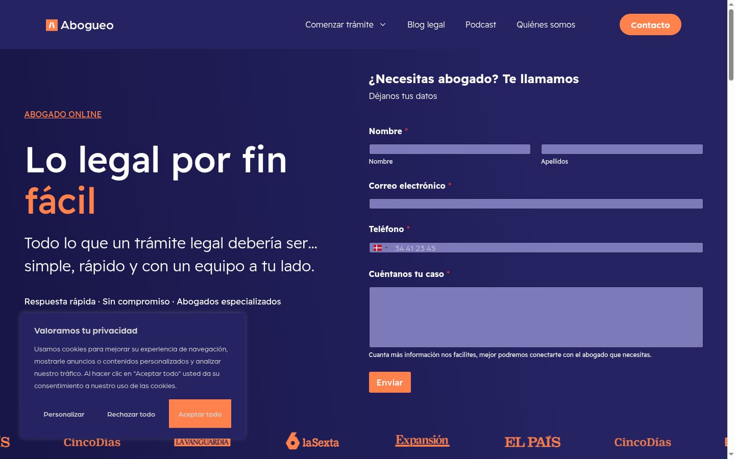 Screenshot tal-banner tal-kunsens muri qabel kwalunkwe interazzjoni