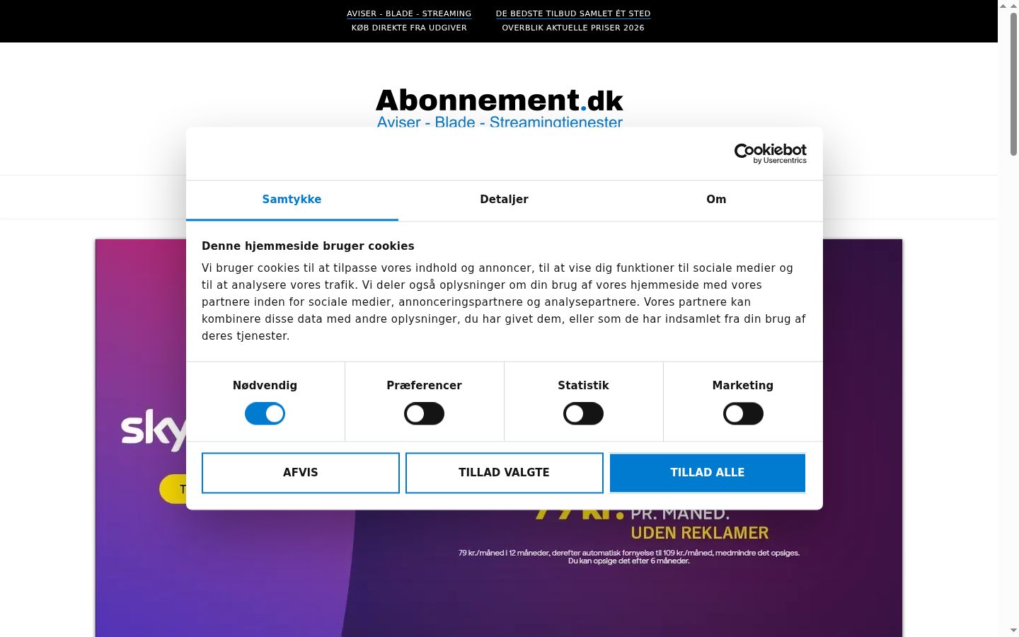Screenshot tal-banner tal-kunsens muri qabel kwalunkwe interazzjoni