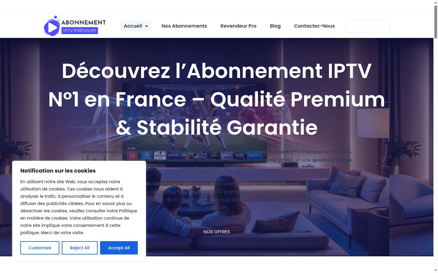 Capture d'écran de la bannière de consentement affichée avant toute interaction