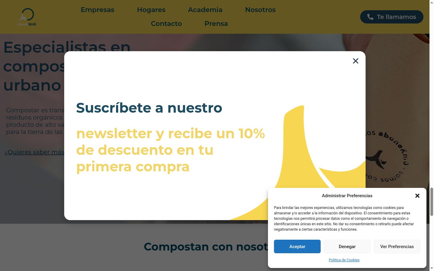 Screenshot of the consent banner shown before any interaction