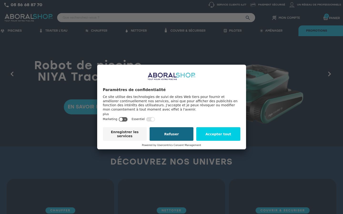 Capture d'écran de la bannière de consentement affichée avant toute interaction