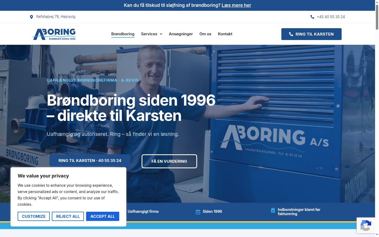 Screenshot van de toestemmingsbanner zoals getoond vóór enige interactie