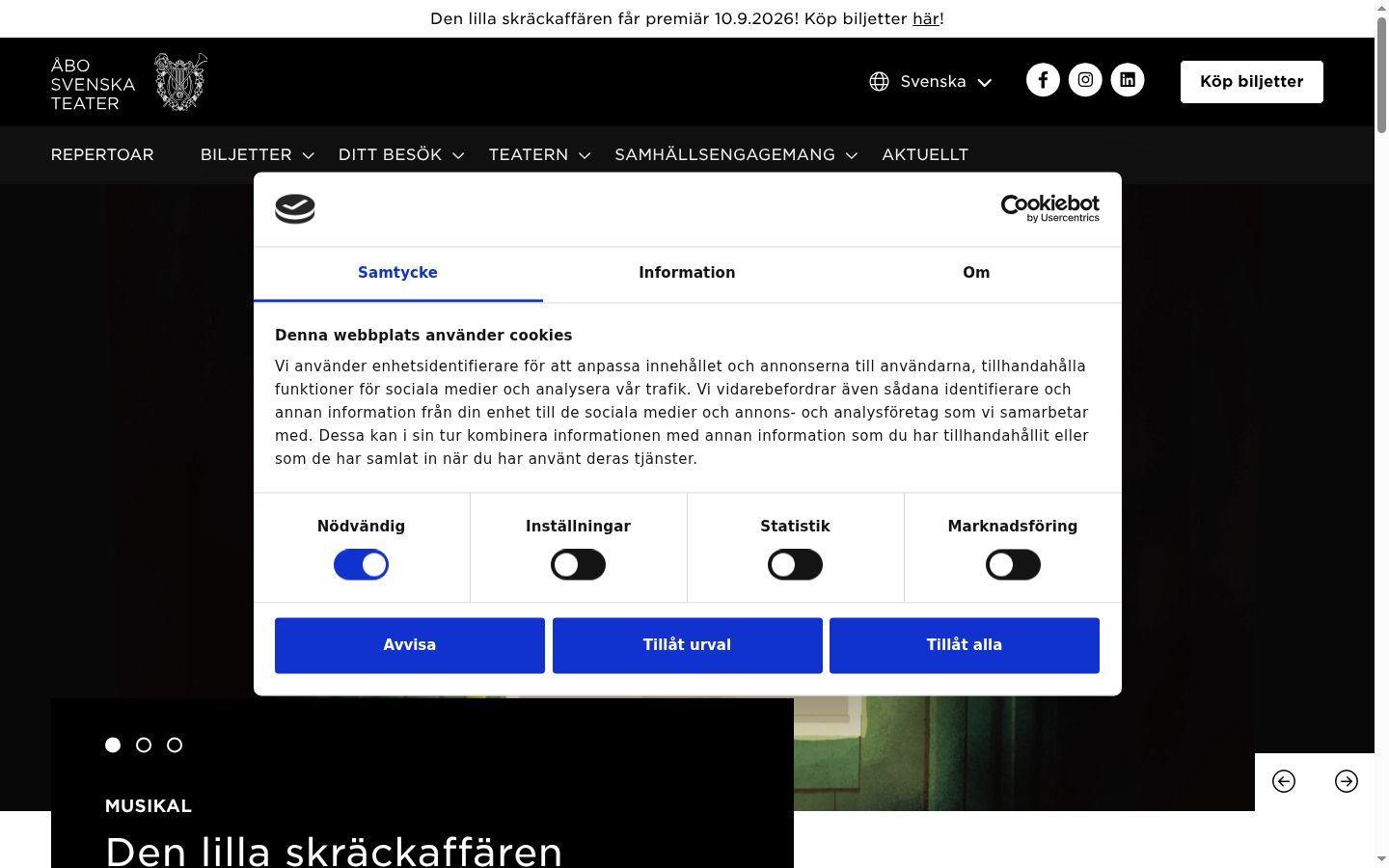 Screenshot tal-banner tal-kunsens muri qabel kwalunkwe interazzjoni